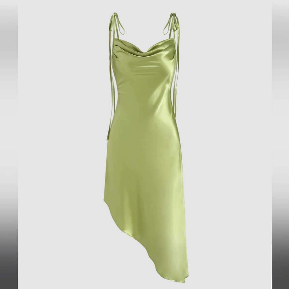 CIDER | Satin Assyemtrical Hem Cami Dress
